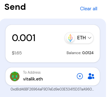 MyEtherWallet web app correctly resolves the address for vitalik.eth