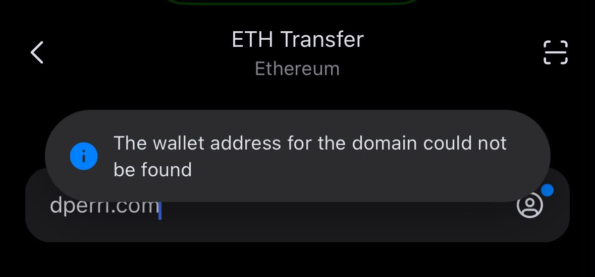 imToken fails to resolve the address for dperri.com