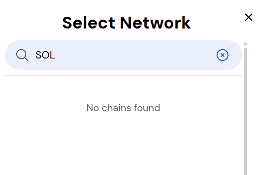 MyEtherWallet web app has no context of the Solana chain in the send flow